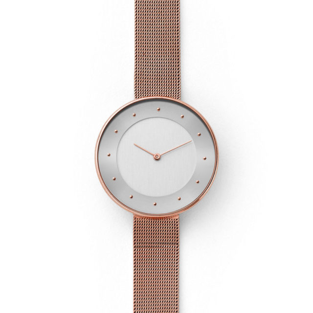 all rose gold steel mesh strap lugless watch