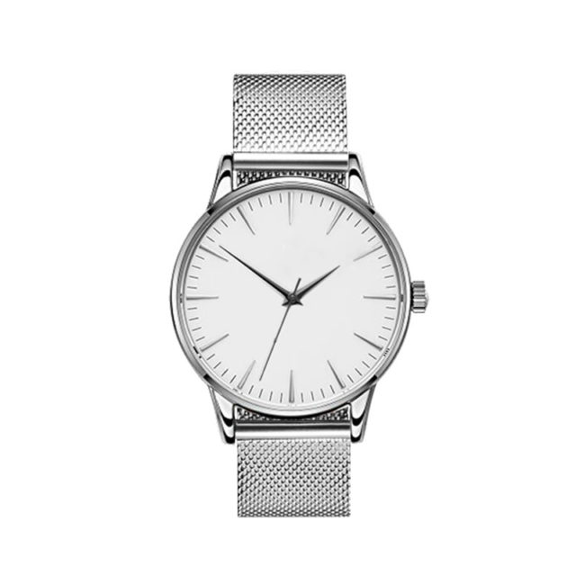 all silver steel mesh strap white dial classic watch