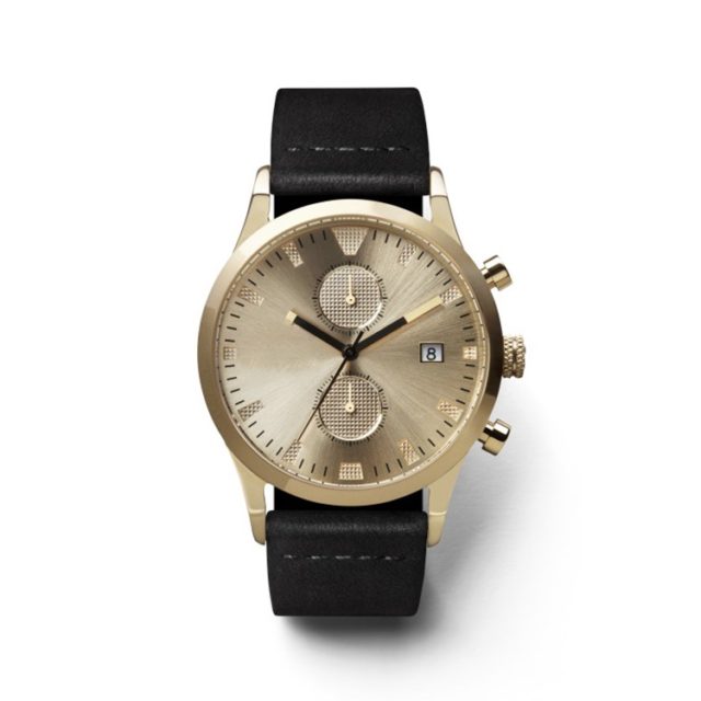 all gold leather black band watch