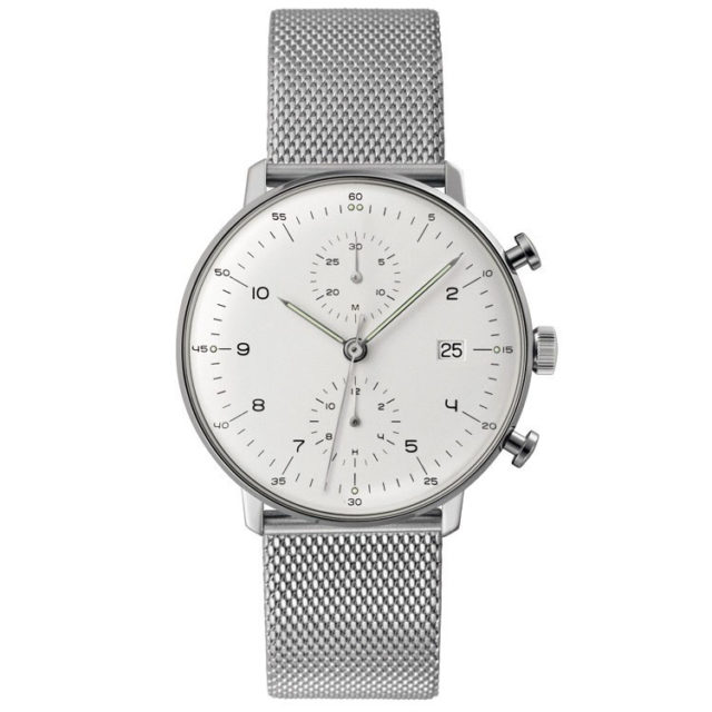 all silver steel mesh strap big face watch