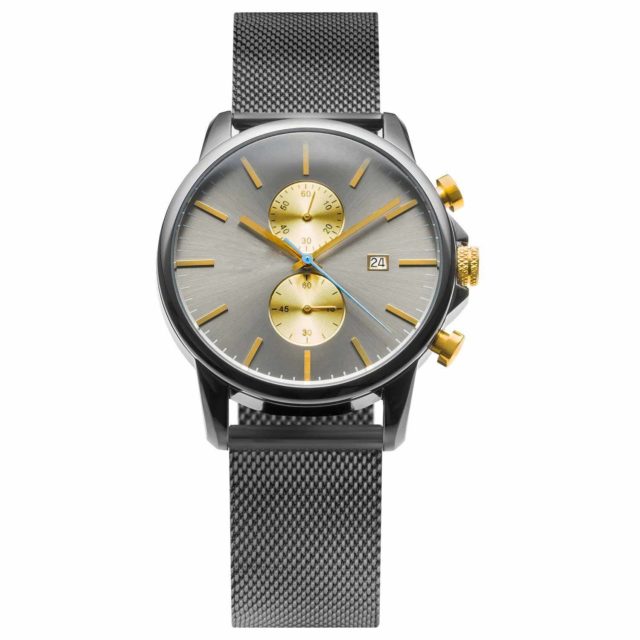 all stainless steel mesh strap chronograph men's watch