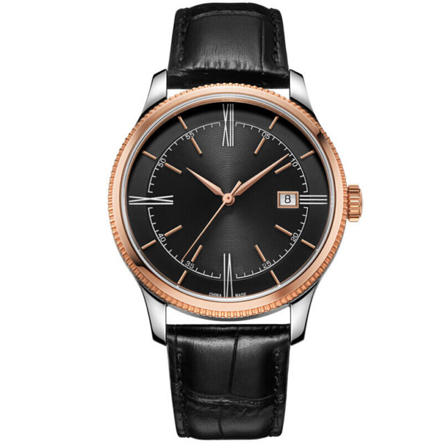 rosegold black leather